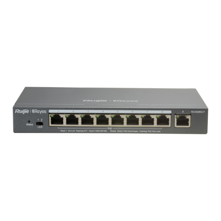 Switch Gestionable L2, 8 puertos Gigabit PoE 120W, x1 UPLINK