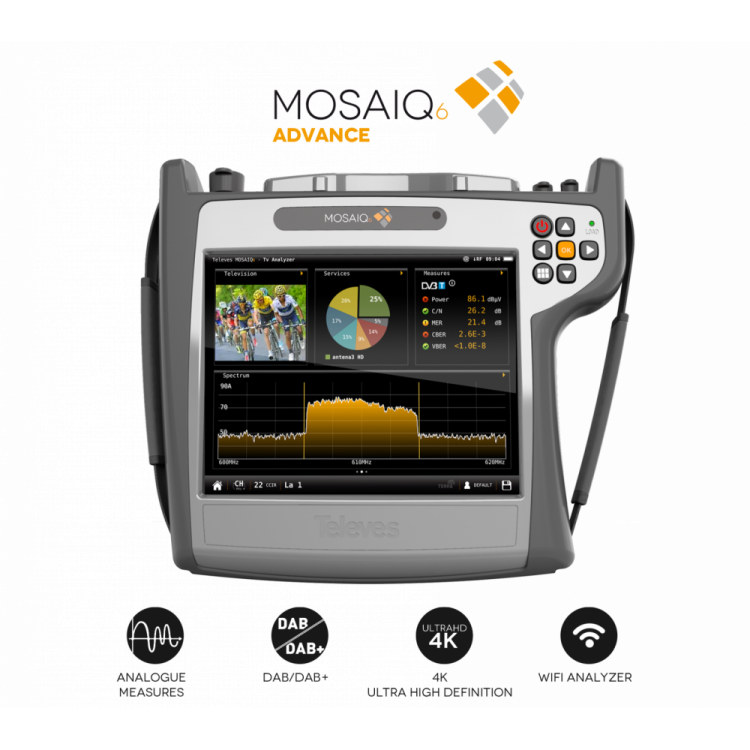 Medidor de campo DVB-S2/T2/C, F.O. (Válido carnet F) 4K