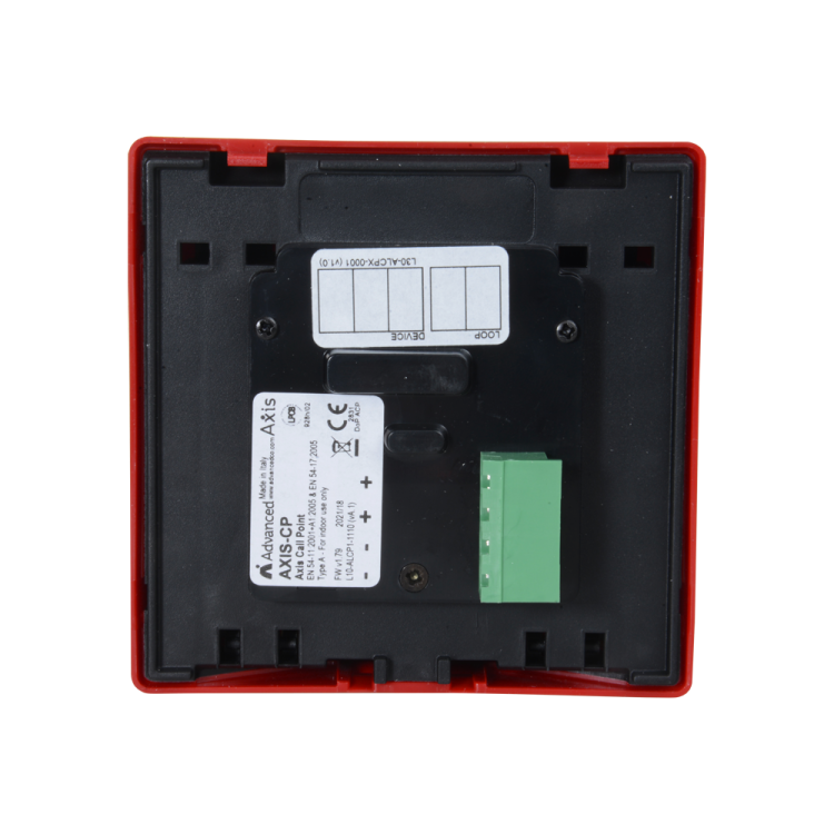 Pulsador analógico rearmable ROJO Certificación EN54-17
