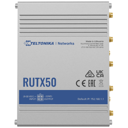 Router 5G Doble banda (2,4/5Ghz) 3.3gbps, 1x WAN 10/100/1000, x4 puerto LAN 10/100/1000 y x4 antenas 5G. Doble SIM. Industrial