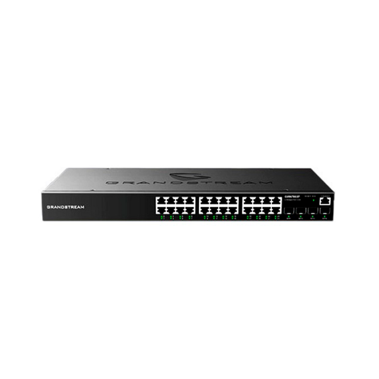 Switch gestionable L2+, x24 Gb, x4 SFP. Sobremesa / Pared / Rack