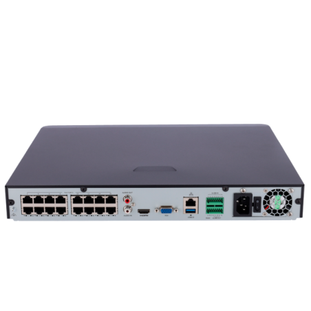 NVR 16ch IP PoE hasta 12Mpx, 320Mbps, H.265+, 2 HDD