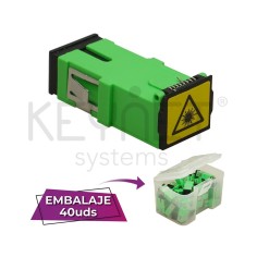 Adaptador SC-SC APC SM, SX, 2 pestañas, no asas, tapón antipolvo, verde