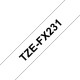 Cinta laminada flexible. Texto negro sobre fondo Blanco. 12mm (8mts de largo)