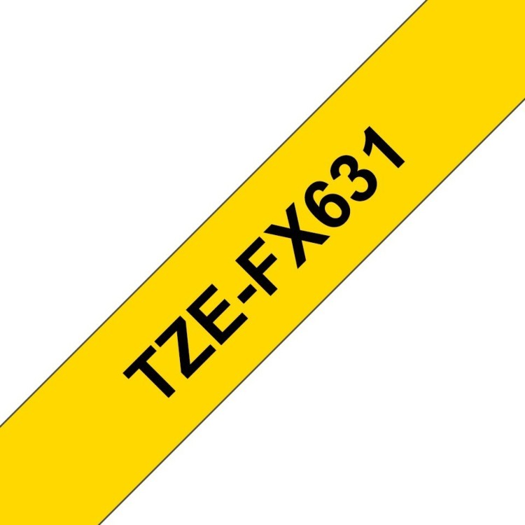 Cinta laminada flexible. Texto negro sobre fondo Blanco. 12mm (8mts de largo)