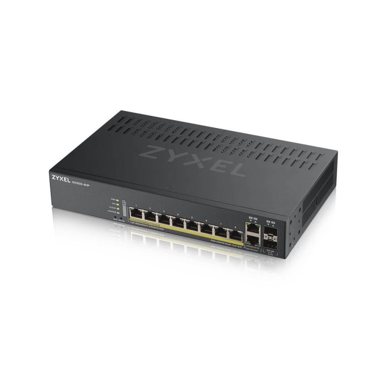 Switch x8 Gb POE 130W, x2 COMBO (Gb/SFP) Gestión Smart mode, standalone o NebulaFlex Cloud. Refrigeración ultrasilenciosa. Sobr