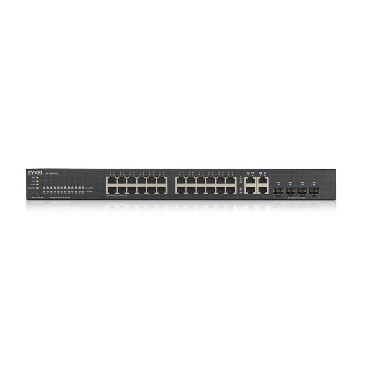 Switch x24 Gb y x4 SFP. Gestión híbrida Smart mode, standalone o NebulaFlex Cloud. Refrigeración ultrasilenciosa. Para escritor