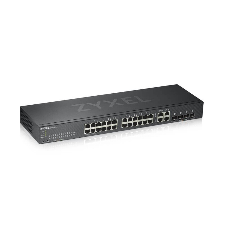 Switch x24 Gb y x4 SFP. Gestión híbrida Smart mode, standalone o NebulaFlex Cloud. Refrigeración ultrasilenciosa. Para escritor
