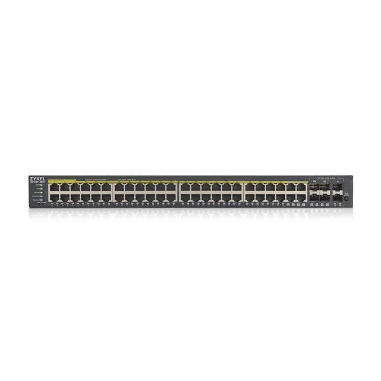 Switch x44 Gb POE 375W, x4 SFP y x4 COMBO. Gestión híbrida Smart mode, standalone o NebulaFlex Cloud. Escritorio/rack