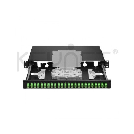 Bandeja de distribución de F.O. 19", telescópica incl 24SC/APC SX montados y accesorios