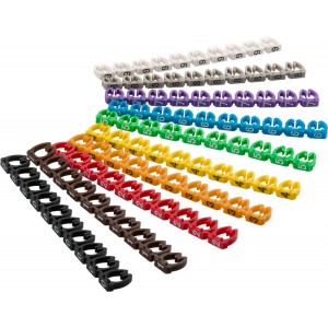 Paquete x10 marcadores de colores para cable de 5.6 - 7.4mm. Con numeración 0-9
