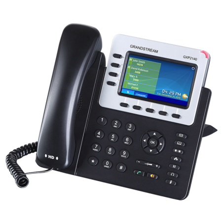 Teléfono IP, 4 Líneas SIP, 5 teclas programables, 5 teclas navegación, 11 teclas de función