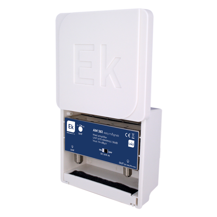 Amplificador de mástil Ekselans AM 361 EASY MAGNEK - UHF, 36 dB, LTE2, Easy Magnek