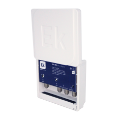 Amplificador de mástil 5G. 3 Entradas VHF - UHF - SAT. (20dB/30dB/ -2dB)  1 Salida 112dBuV. Alimentación 24Vdc.
