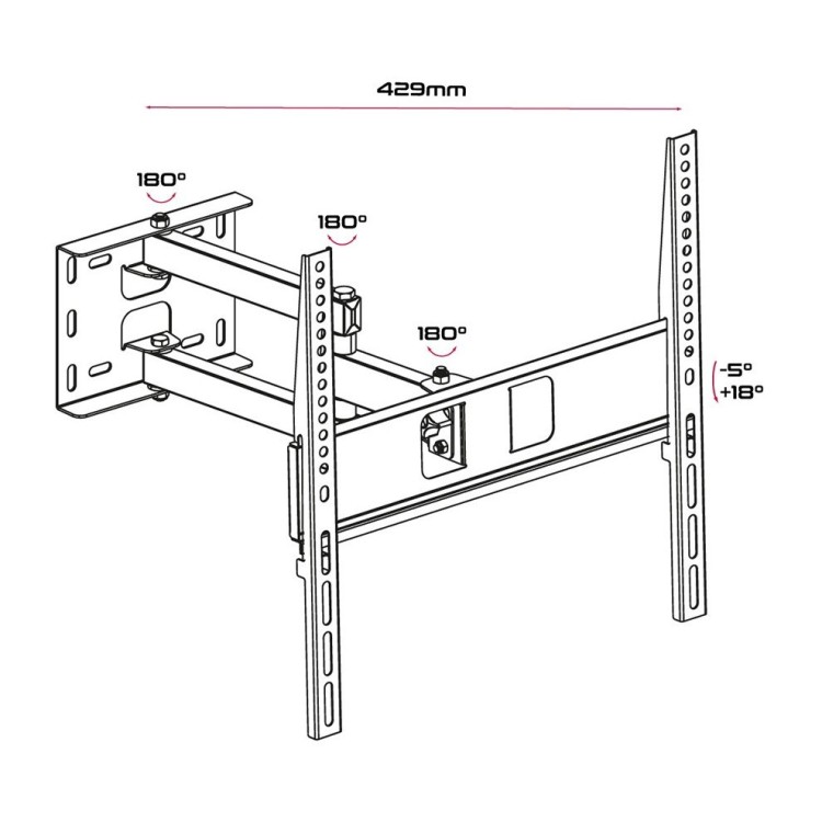 Soporte TV de pared 32-55", hasta 35kg, distancia a la pared 105-429mm. Inclinable.