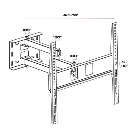 Soporte TV de pared 32-55", hasta 35kg, distancia a la pared 105-429mm. Inclinable.