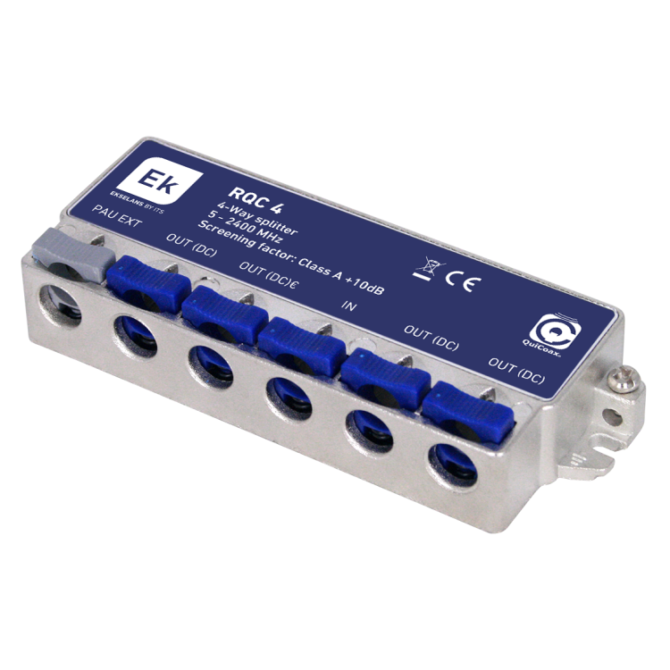Repartidor EKSELANS RQC 4 - 1 entrada, 4 salidas, QuiCoax, DC Pass