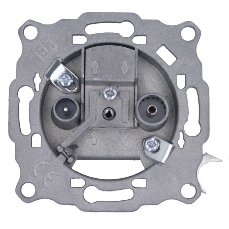 Toma final con derivación, con garras, TV-FM / Satélite. Con paso de corriente SAT. Conexión atornillado. Clase A