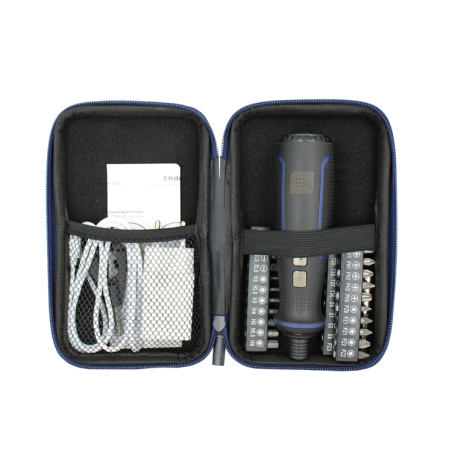 Destornillador automático con puntas y accesorios.Contiene EKEY (llave fija para conectores F)