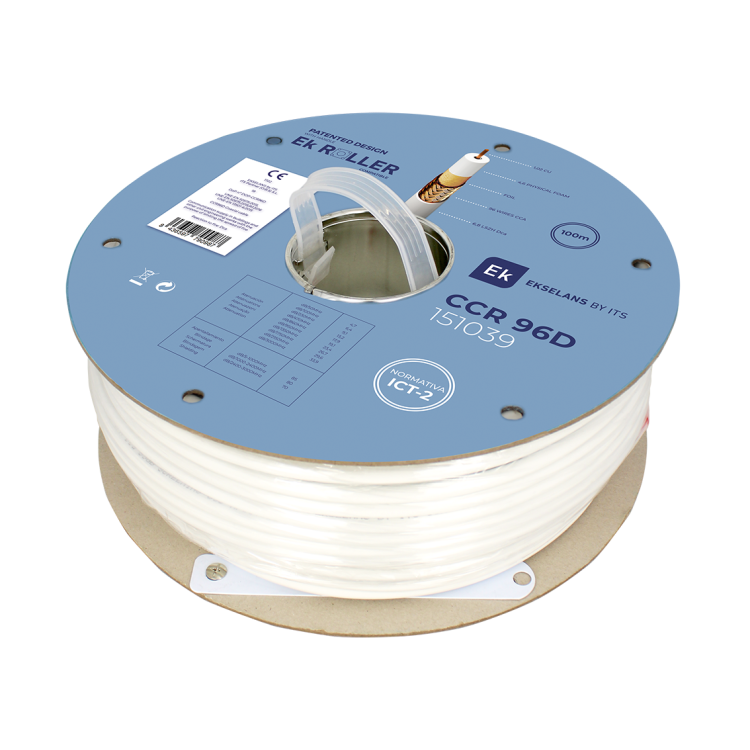 Cable coaxial cobre 6,8mm. Conductor interno CU 1,13mm. Atenuación: 17,4/28,4dB (862/2150MHz)