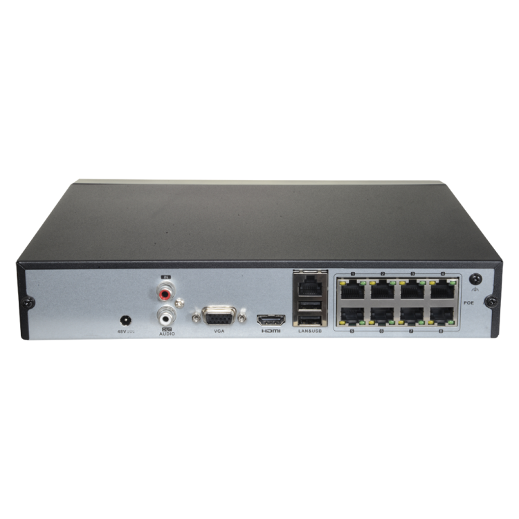 Grabador NVR HiWatch HWN-4208MH-8P - 16 canales IP hasta 8 MP, 16 puertos PoE, HDMI 4K