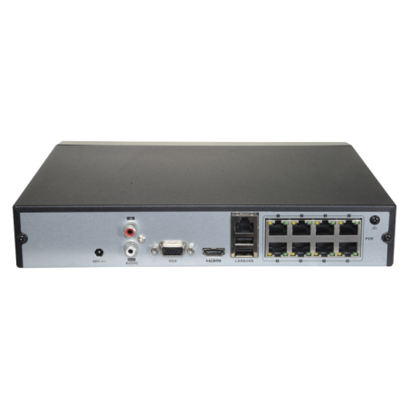 Grabador NVR HiWatch HWN-4208MH-8P - 16 canales IP hasta 8 MP, 16 puertos PoE, HDMI 4K
