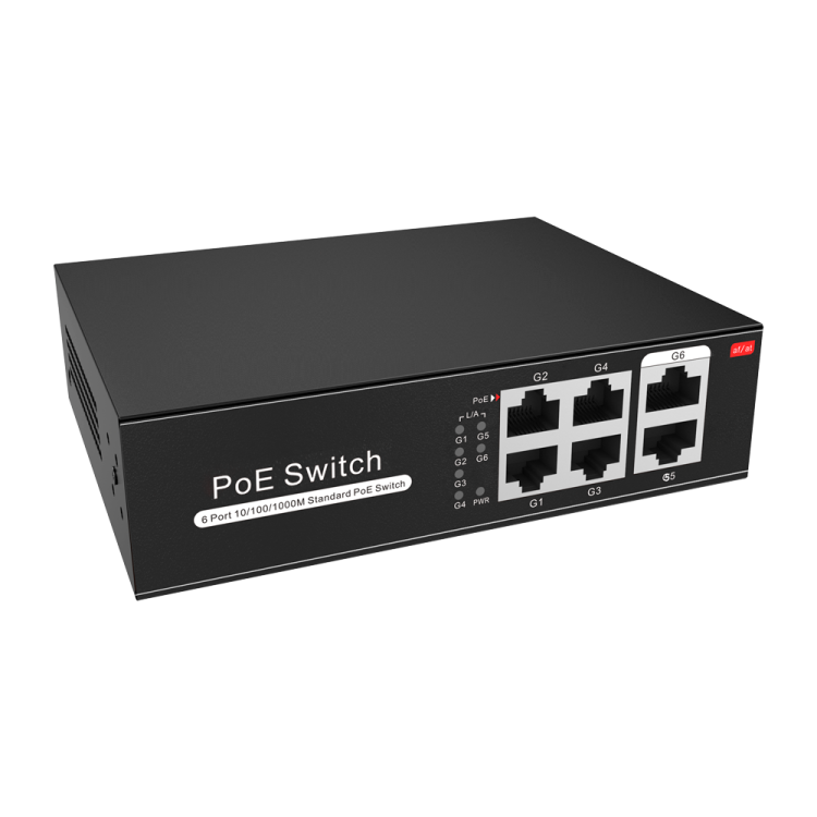 Switch de 4 puertos 10/100/1000 POE (65W) + x2 puertos Gigabit . Sobremesa
