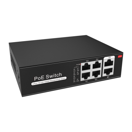Switch de 4 puertos 10/100/1000 POE (65W) + x2 puertos Gigabit . Sobremesa