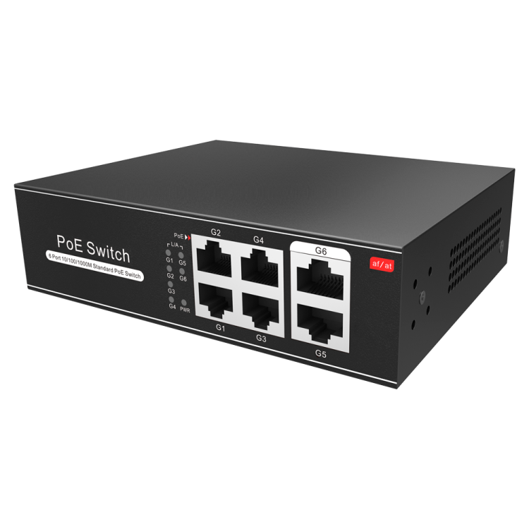 Switch de 4 puertos 10/100/1000 POE (65W) + x2 puertos Gigabit . Sobremesa