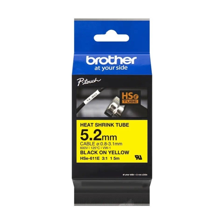 Cinta para tubo termoretráctil, Texto negro sobre fondo Amrillo. 5.2mm (1.5mts de largo). Para cables de 0.8 a 3.1mmm