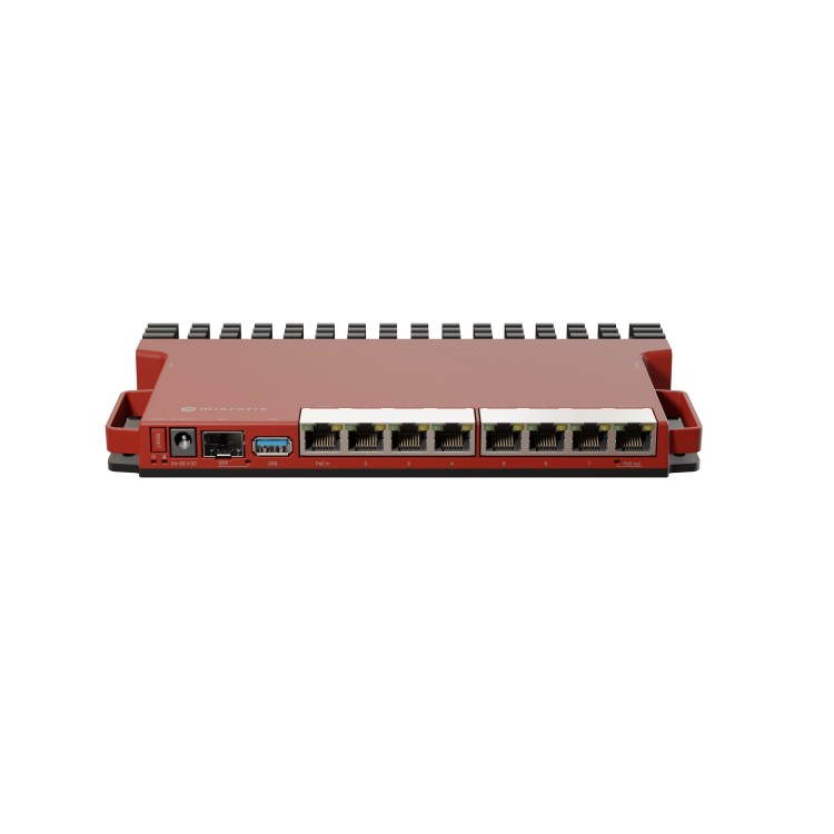 Routerboard 2 Core a 800Mhz, 512MB RAM, x8 puertos Gb, x1SFP (comptaible con 2.5Gb). Level 5 para RACK