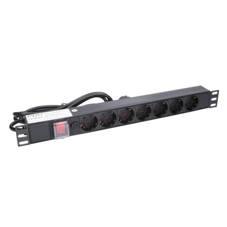 Distribuidor de potencia de 16A, x7 Schuko + interruptor. Cable de 2mts