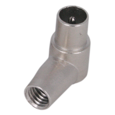 Conector IEC 9,5mm macho acodado clase A++ para cable 4,7-5,1mm. (CC 596). Conexión rápida a presión