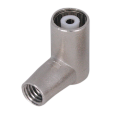 Conector IEC 9,5mm hembra acodado clase A++ para cable 4,7-5,1mm. (CC 596). Conexión rápida a presión