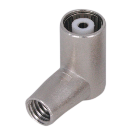 Conector IEC 9,5mm hembra acodado clase A++ para cable 4,7-5,1mm. (CC 596). Conexión rápida a presión