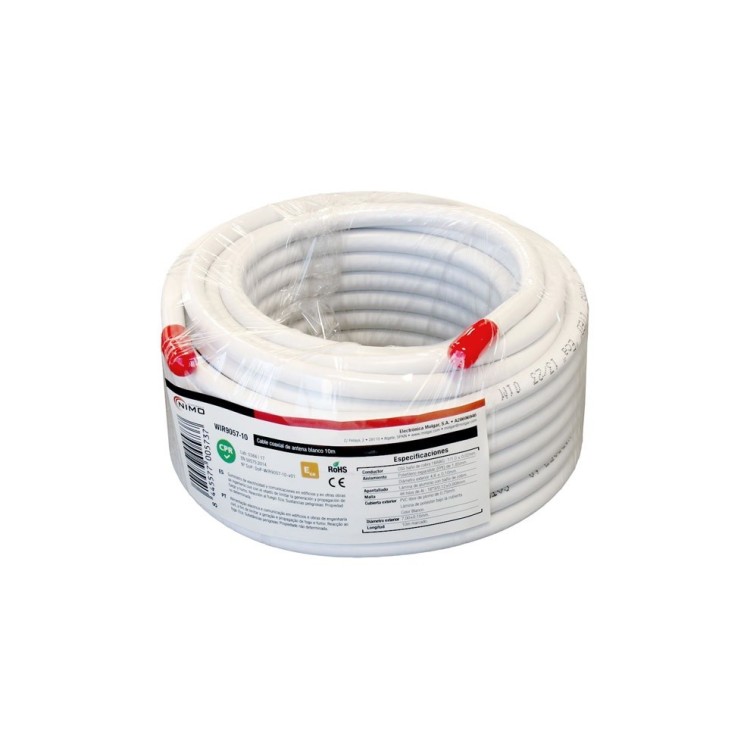 Cable coaxial acero cobreado 6,8mm. Conductor interno CCS 1,1mm. Atenuación 19,8/32,50dB (862/2150MHz)