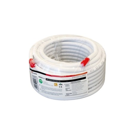 Cable coaxial RG6 NIMO WIR9057-10 - 10 m, 75 Ohm, CCS, PVC blanco