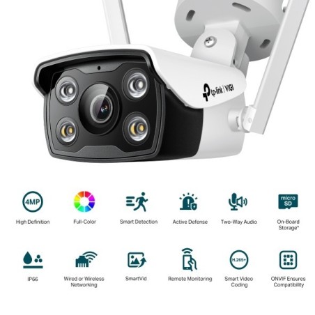 Cámara IP Bullet, 4Mpx, Lente 4mm, IR 30mts. Full Color. IP67. Smart Event