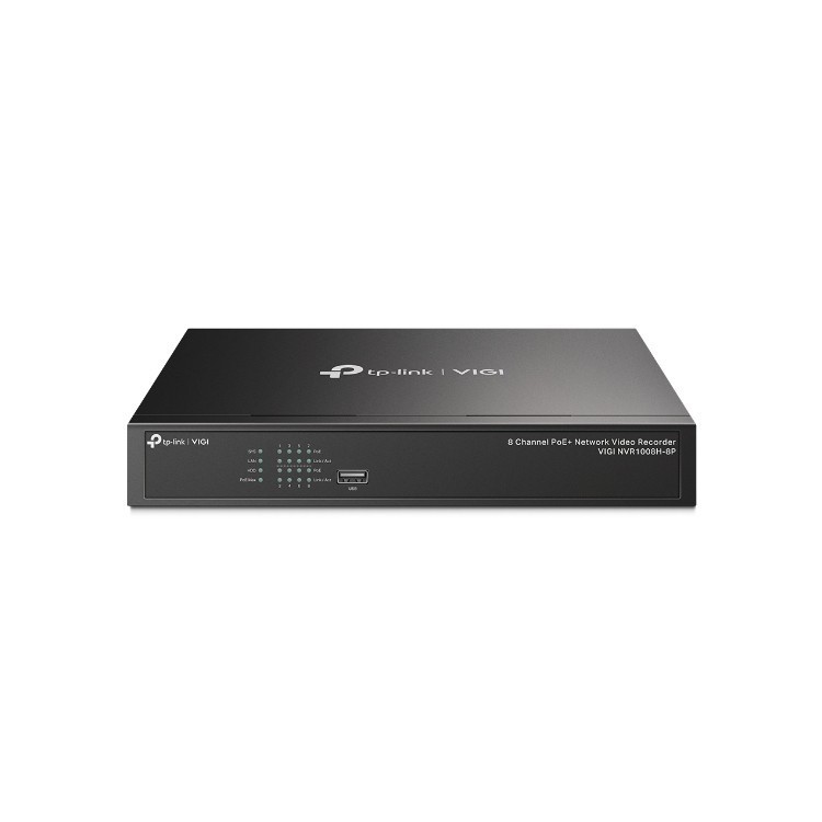 NVR 8ch IP PoE hasta 8Mpx, 80Mbps, H.265+, 53W, 1 HDD
