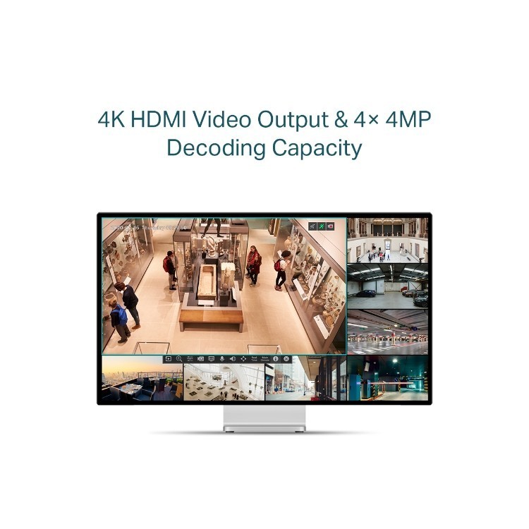 NVR 8ch IP PoE hasta 8Mpx, 80Mbps, H.265+, 53W, 1 HDD