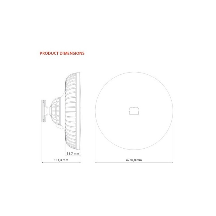 Antena parabólica StationBox XL 5GHz, 260mm, 19dbi, 15º con radomo integrado. MMCX