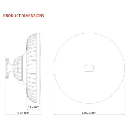 Antena parabólica StationBox XL 5GHz, 260mm, 19dbi, 15º con radomo integrado. MMCX