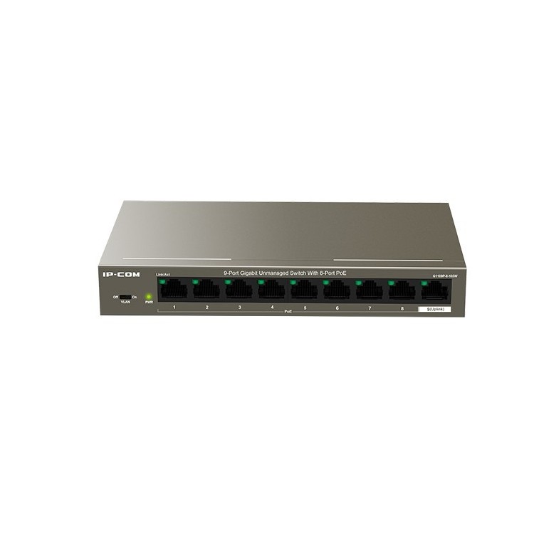 Switch no gestionable de 9 puertos, x8 de ellos POE (102W)