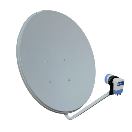 Antena parabólica tipo offset. Dimensiones: 730 x 800 mm. Acero galvanizado recubierto de poliester. Embalaje 6 unidades