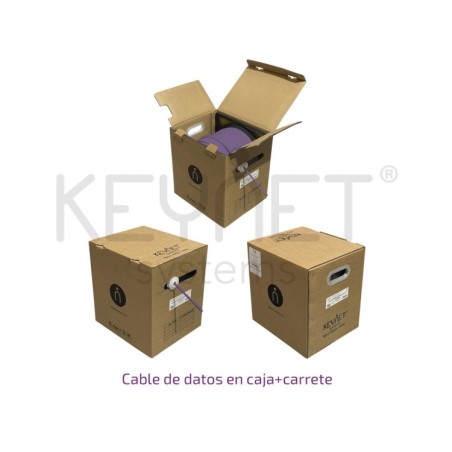 Cable Cat6 U/UTP BC 23AWG-0,54mm CPR-Cca s1a,d1,a1 caja+carrete 305mt violeta. Bobina 305mts