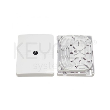 Caja terminal interior FO 2p SC, bandeja fusion, ABS, 82x105x23mm, blanca