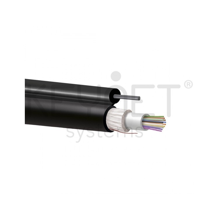 Cable 12fo holgada G657A2, monotubo, Fv, CPR-FCA, ADSS (Tendidos aéreos con fiador, Antihumedad, Antirroedor leve)