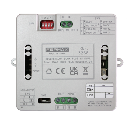 Regenerador Fermax 3268 - DUOX PLUS 1S, señal 2 hilos, ampliación distancia, montaje DIN