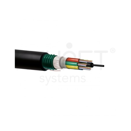 Cable 96F G652D, monomodo, 12Tx8F, CPR-FCA, para exterior (PE negro), armada con acero corrugado. Bobina 1000mts/Corte