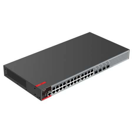 Switch Gestionable L2+, 24 puertos Gigabit POE, 370W, x4 puertos SFP 2.5Gb ,para rack 19"